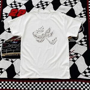 White Music Note Dragonfly Graphic Tee
